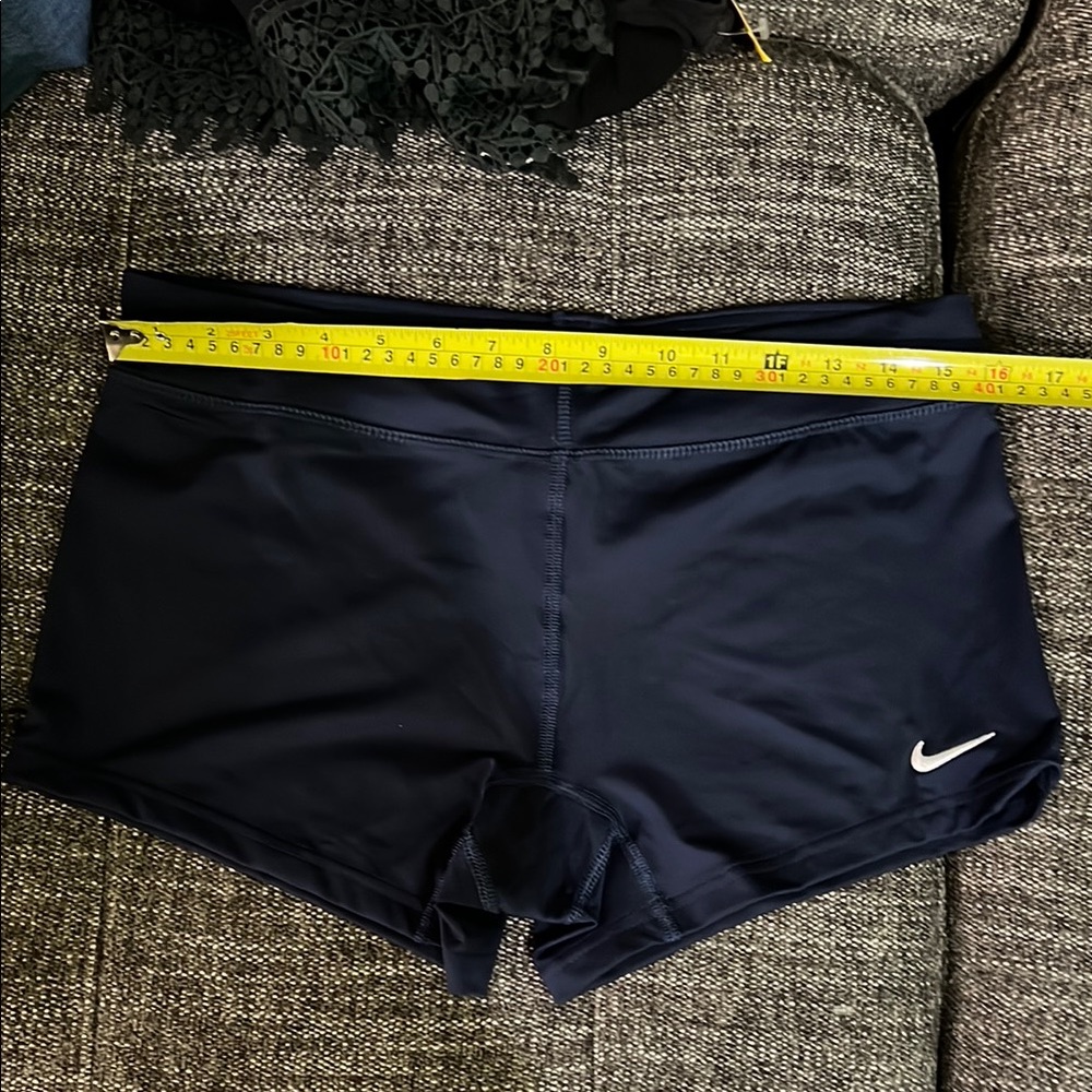 Nike Navy Blue Performance Workout Shorts with White Swoosh